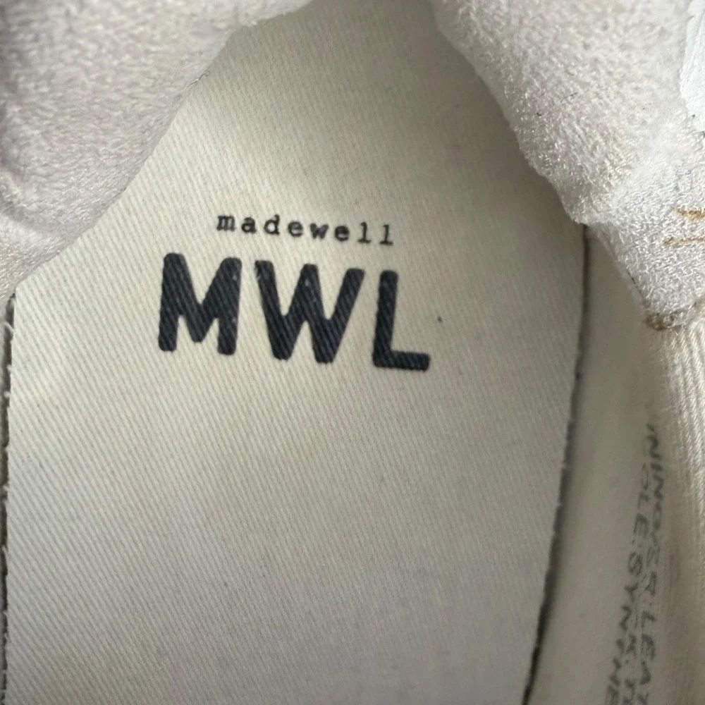 Madewell MWL Kickoff Trainer Sneakers‎ Leather in Antique Cream Multi Size 9